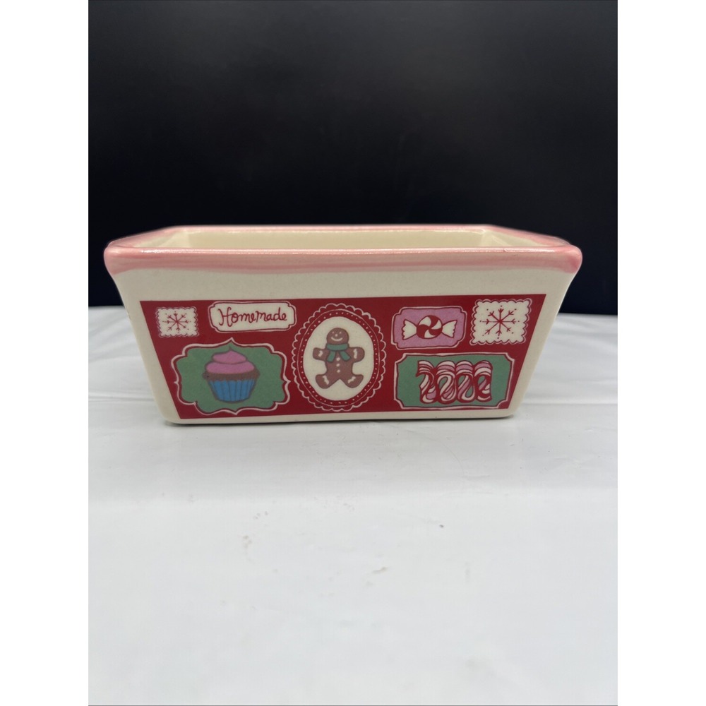Nantucket Ceramic Mini Loaf Pan Christmas Gingerbread Man Candy Cupcake Baker